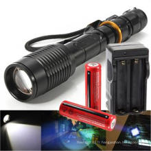 Rechargeable Tactical T6 LED Flashlight Torch + 18650 Batterie et chargeur